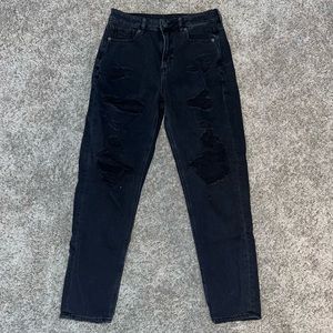 BLACK American Eagle Mom Jeans with Holes